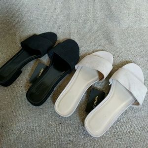 2 pairs of slides. Blush and black 8.